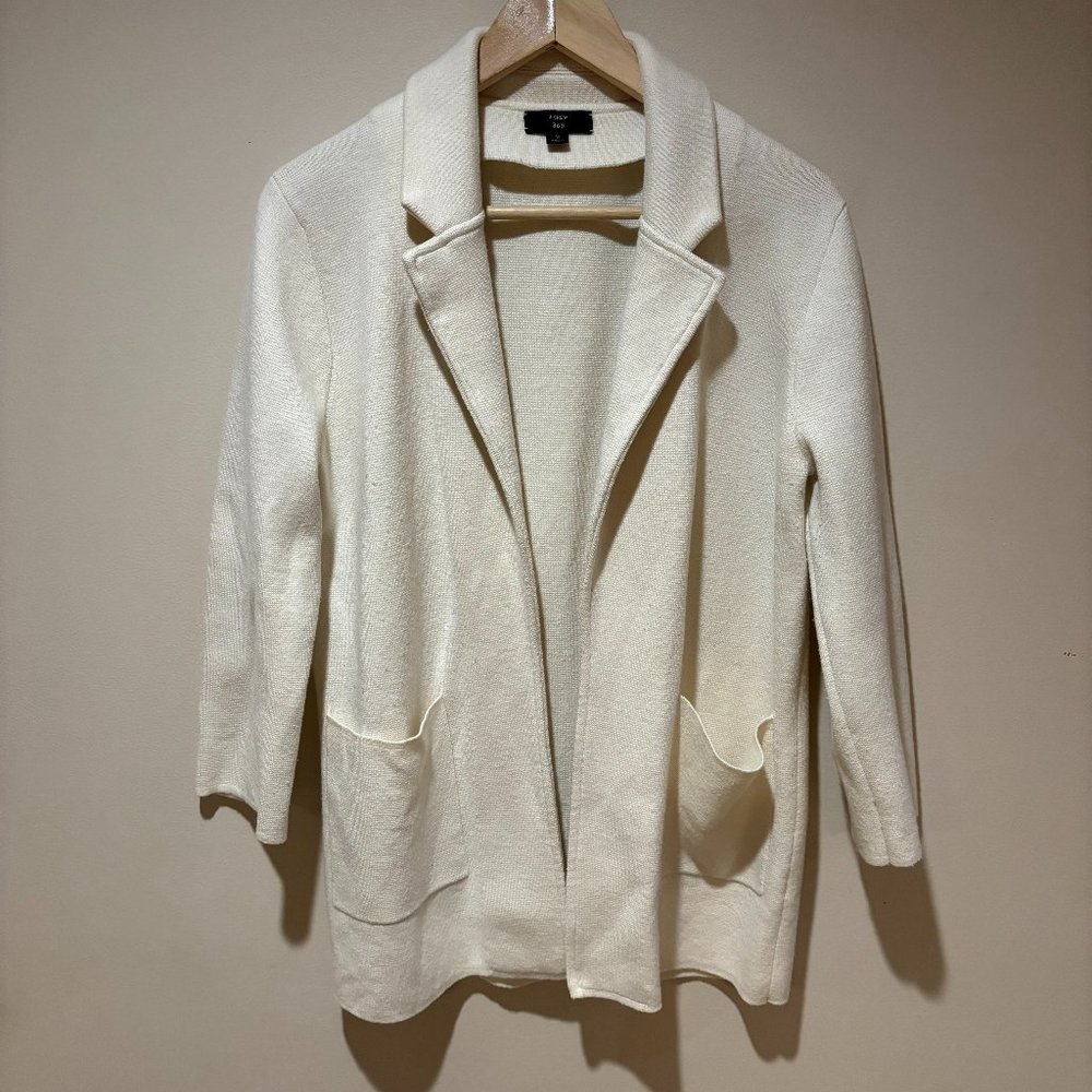 J. Crew 365 Sophie Open-Front Sweater-Blazer - Small, Ivory Cream